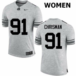 Women's Ohio State Buckeyes #91 Drue Chrisman Gray Nike NCAA College Football Jersey Winter TGT5544WN